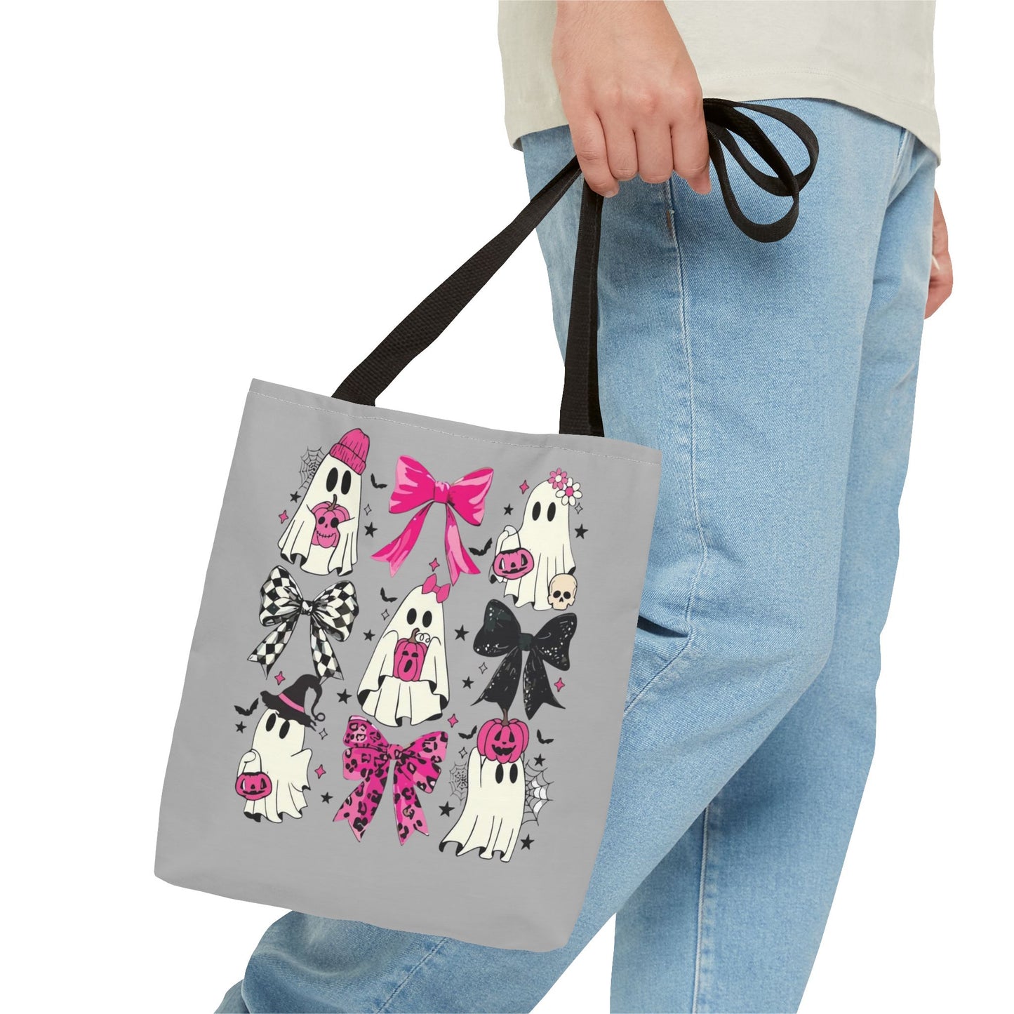 Halloween Tote Bag, Fun Trick-or-Treat Bag, Ghost and bows