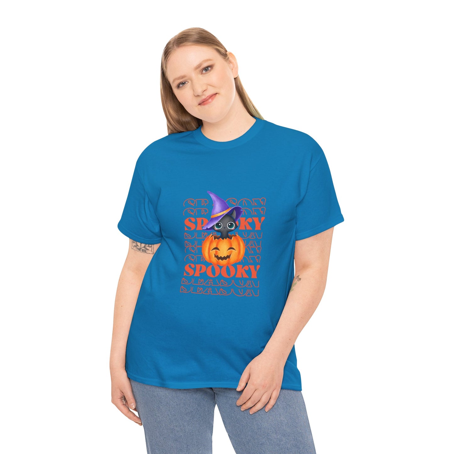 Halloween Spooky Unisex Heavy Cotton Tee, Fun Graphic Tee, Pumpkin Shirt, Casual Fall Wear, Halloween Costume, Unisex Tee
