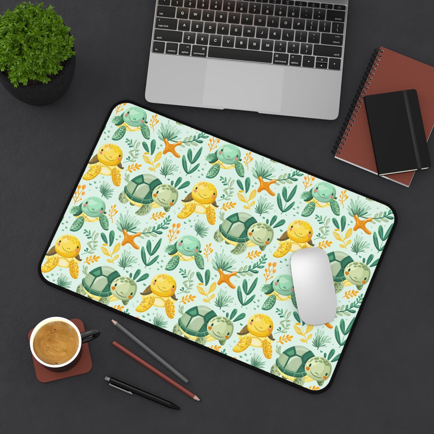 Desk Mat | Ocean Friends Cute Turtle and Sea Life