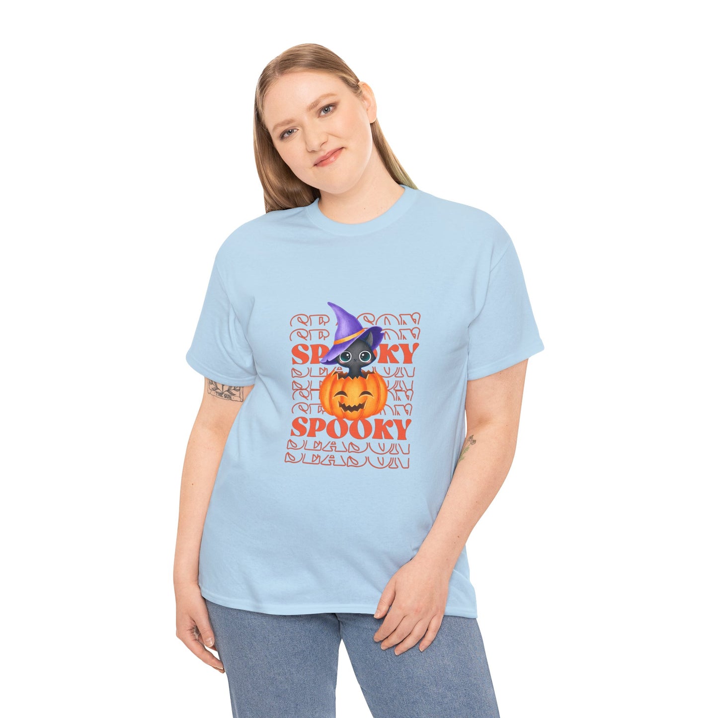 Halloween Spooky Unisex Heavy Cotton Tee, Fun Graphic Tee, Pumpkin Shirt, Casual Fall Wear, Halloween Costume, Unisex Tee