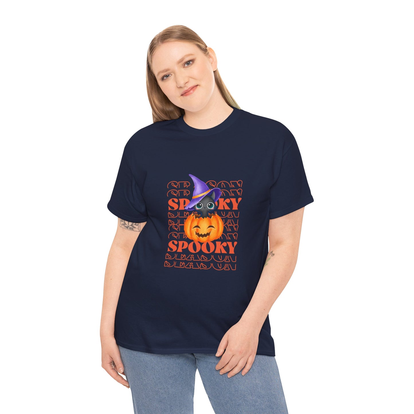 Halloween Spooky Unisex Heavy Cotton Tee, Fun Graphic Tee, Pumpkin Shirt, Casual Fall Wear, Halloween Costume, Unisex Tee