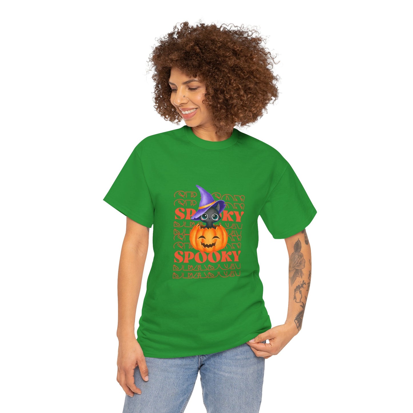 Halloween Spooky Unisex Heavy Cotton Tee, Fun Graphic Tee, Pumpkin Shirt, Casual Fall Wear, Halloween Costume, Unisex Tee