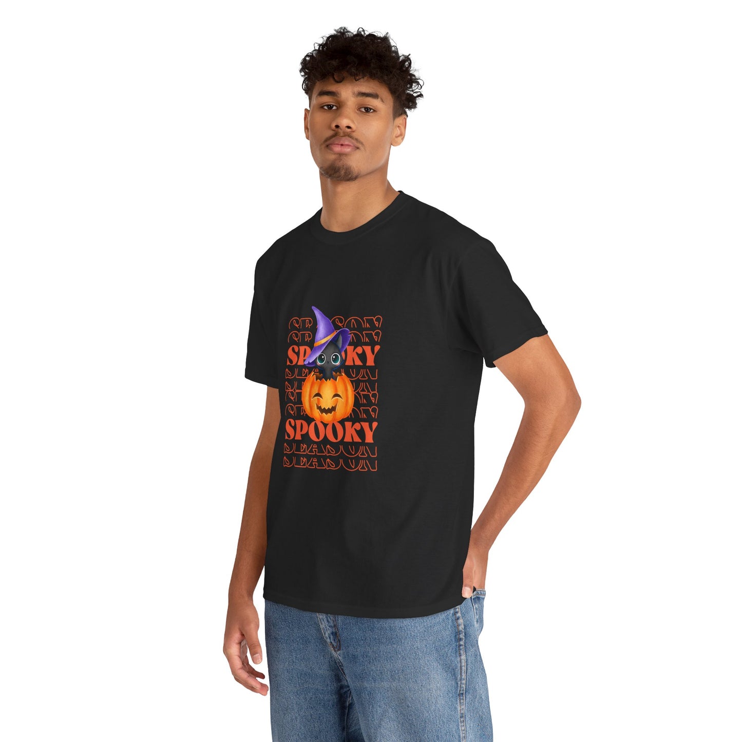 Halloween Spooky Unisex Heavy Cotton Tee, Fun Graphic Tee, Pumpkin Shirt, Casual Fall Wear, Halloween Costume, Unisex Tee