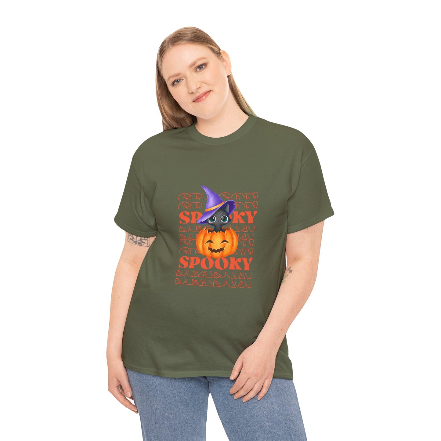 Halloween Spooky Unisex Heavy Cotton Tee, Fun Graphic Tee, Pumpkin Shirt, Casual Fall Wear, Halloween Costume, Unisex Tee