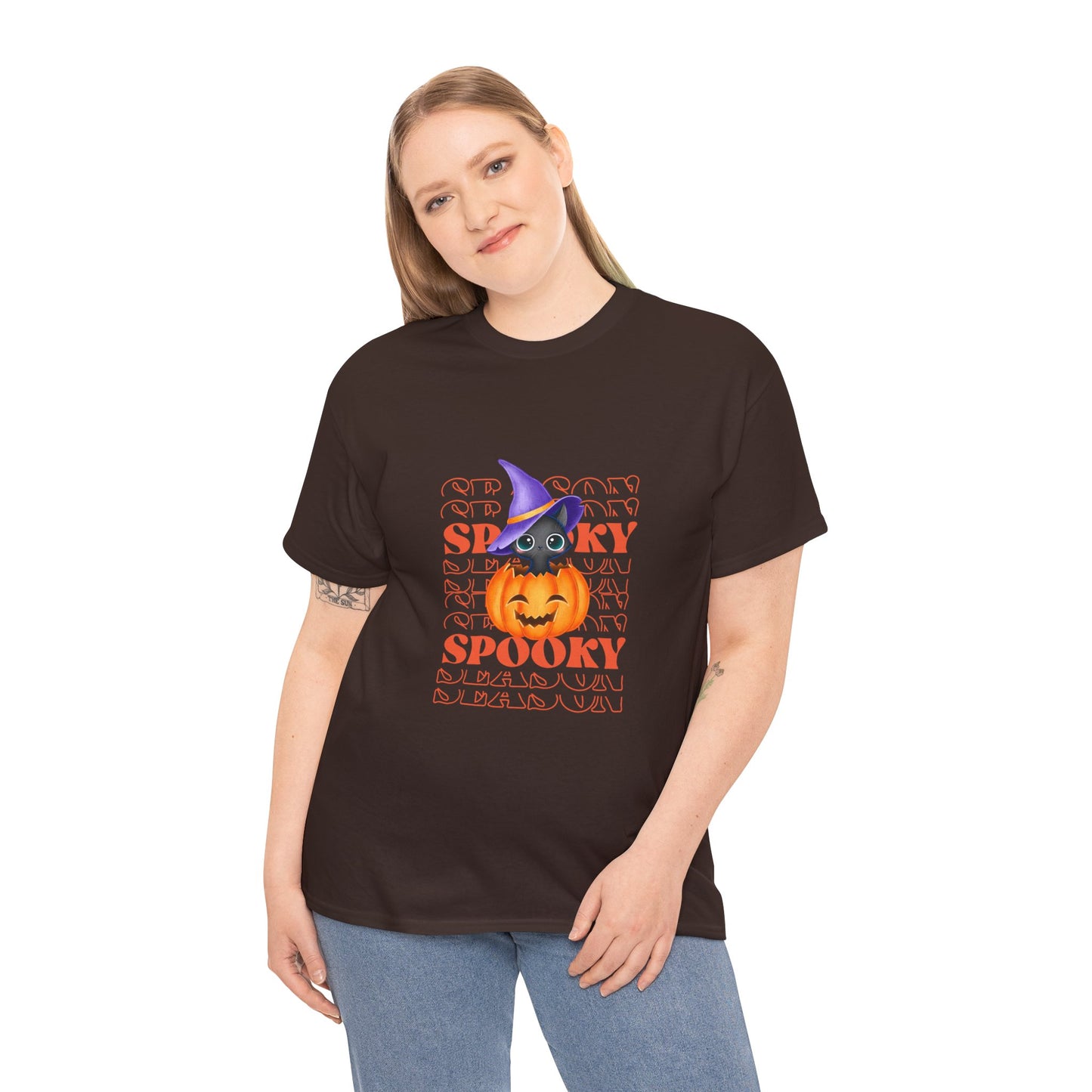 Halloween Spooky Unisex Heavy Cotton Tee, Fun Graphic Tee, Pumpkin Shirt, Casual Fall Wear, Halloween Costume, Unisex Tee