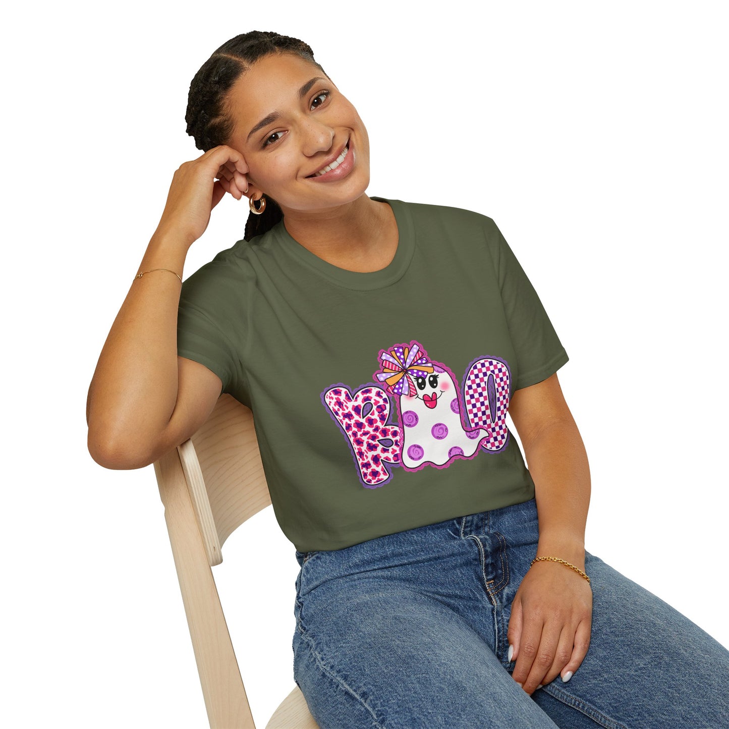 Ghostly Celebration T-Shirt BOO Unisex Softstyle