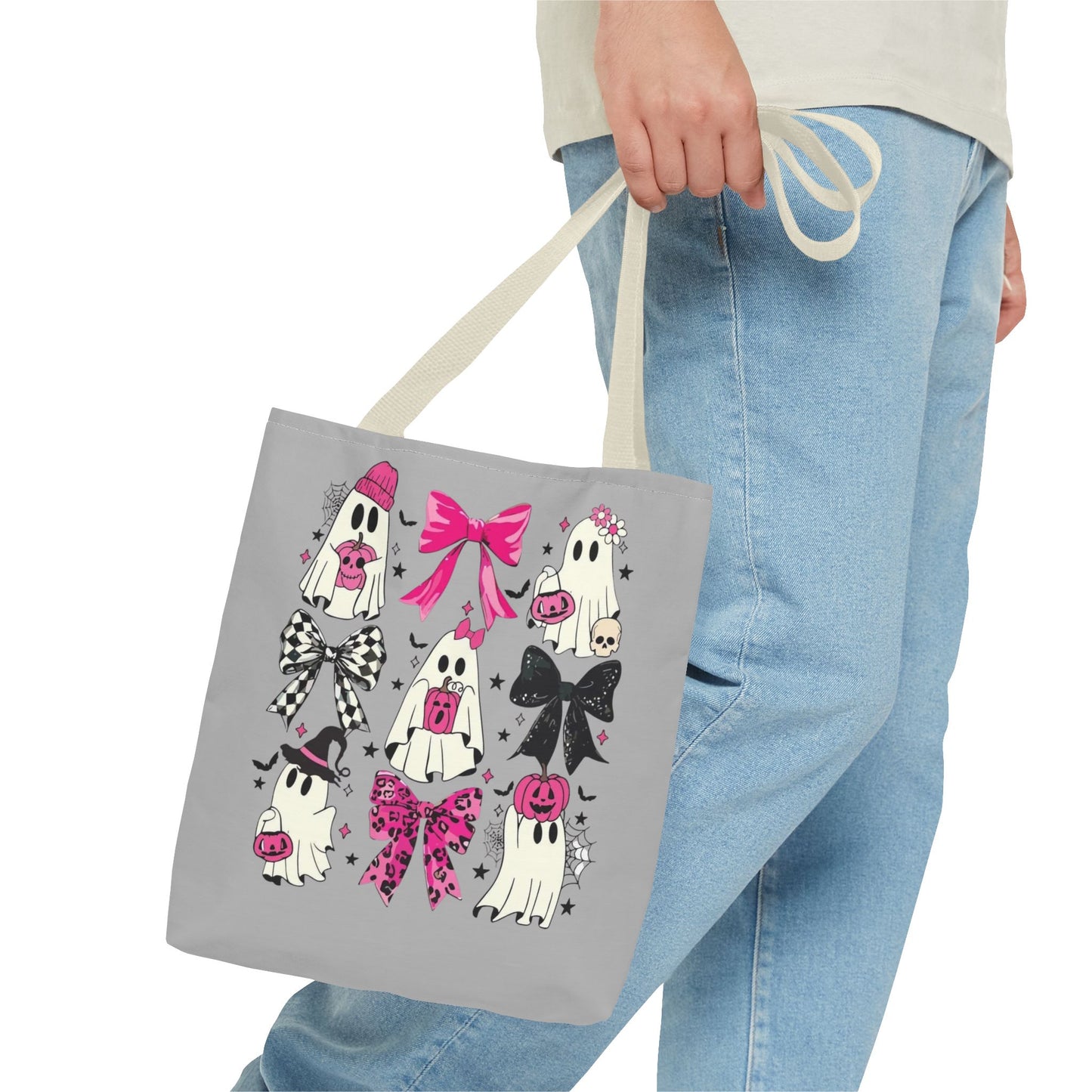 Halloween Tote Bag, Fun Trick-or-Treat Bag, Ghost and bows