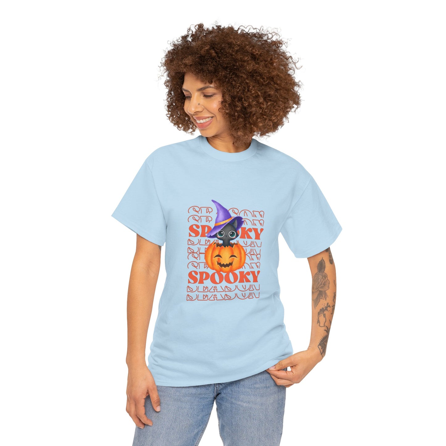 Halloween Spooky Unisex Heavy Cotton Tee, Fun Graphic Tee, Pumpkin Shirt, Casual Fall Wear, Halloween Costume, Unisex Tee