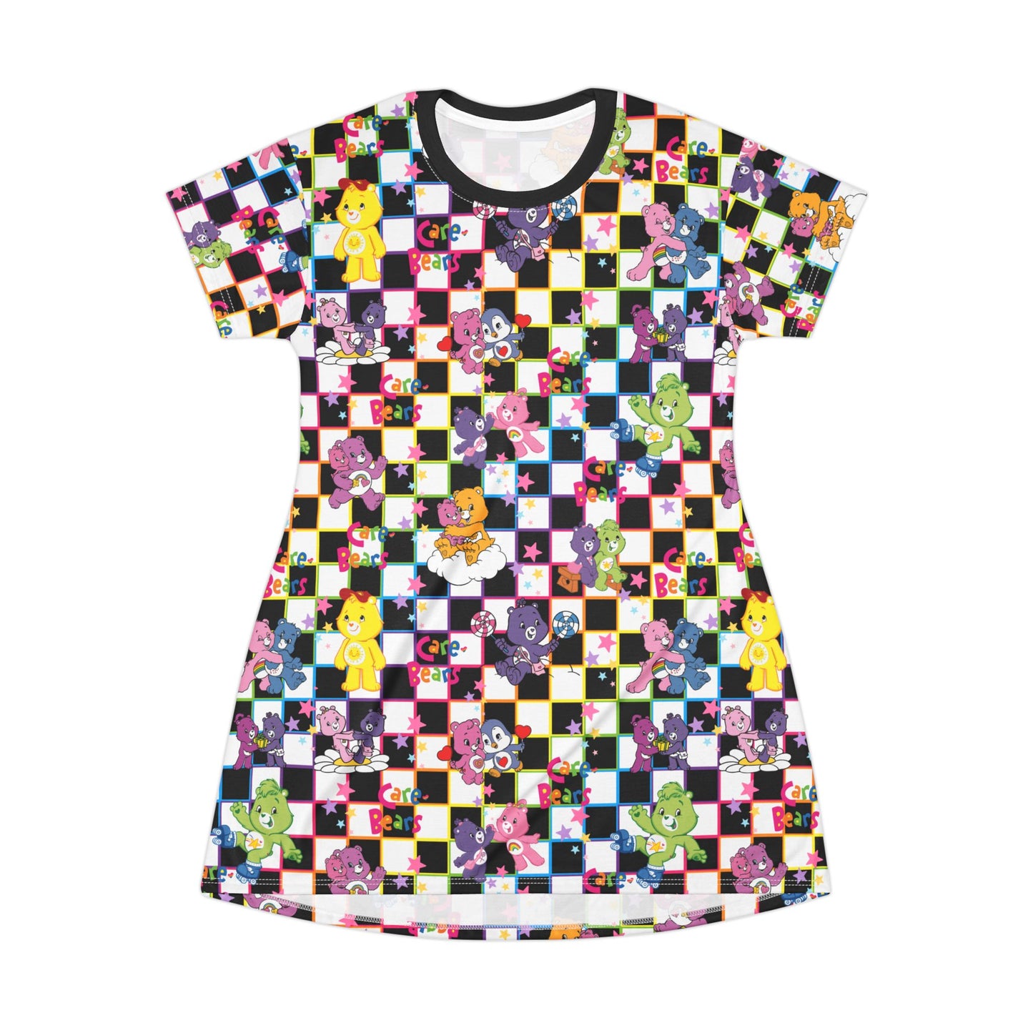 Colorful Bear Print T-Shirt Dress, Cute Casual Dress