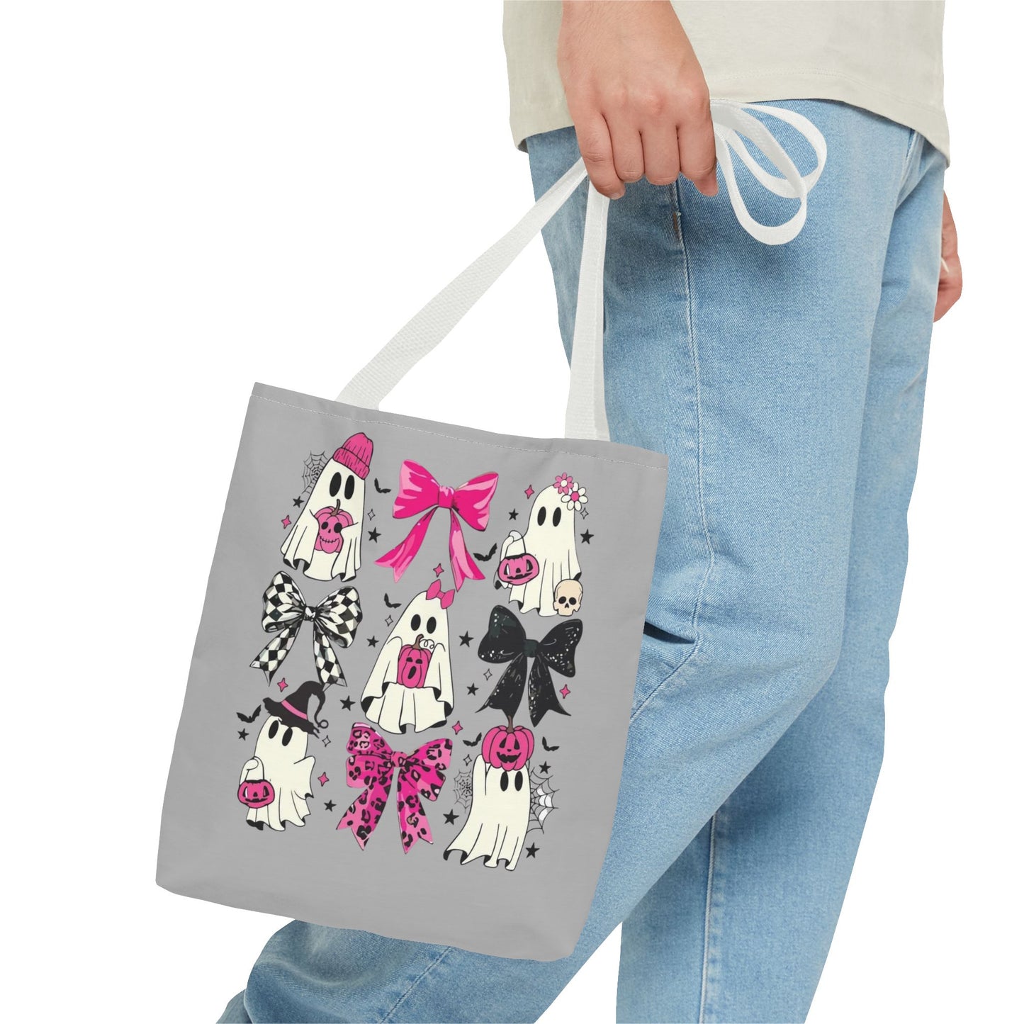 Halloween Tote Bag, Fun Trick-or-Treat Bag, Ghost and bows