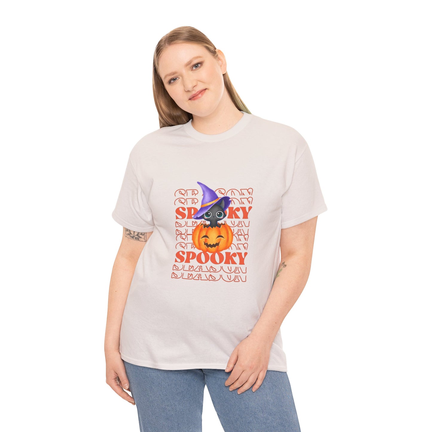 Halloween Spooky Unisex Heavy Cotton Tee, Fun Graphic Tee, Pumpkin Shirt, Casual Fall Wear, Halloween Costume, Unisex Tee