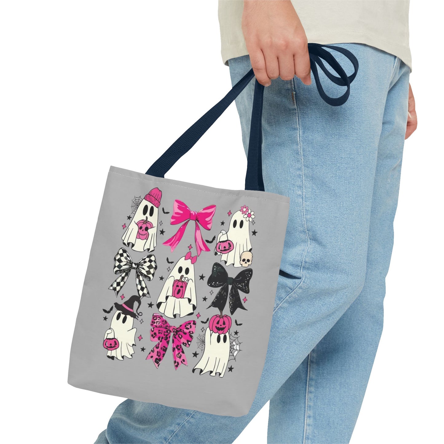 Halloween Tote Bag, Fun Trick-or-Treat Bag, Ghost and bows