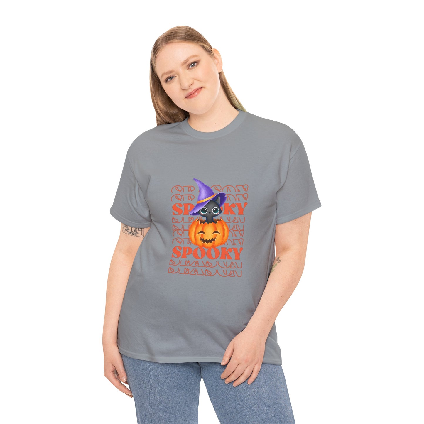 Halloween Spooky Unisex Heavy Cotton Tee, Fun Graphic Tee, Pumpkin Shirt, Casual Fall Wear, Halloween Costume, Unisex Tee