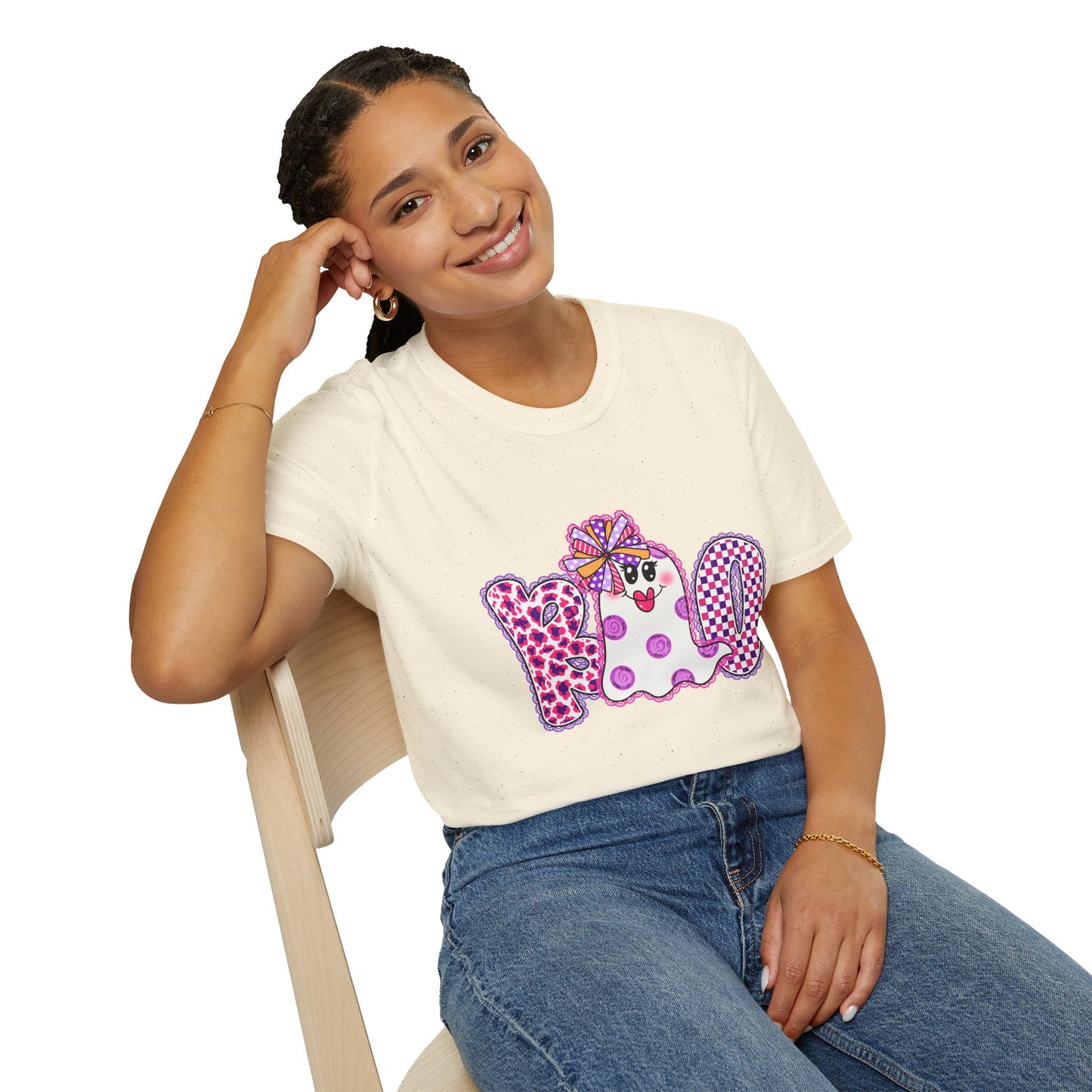Ghostly Celebration T-Shirt BOO Unisex Softstyle