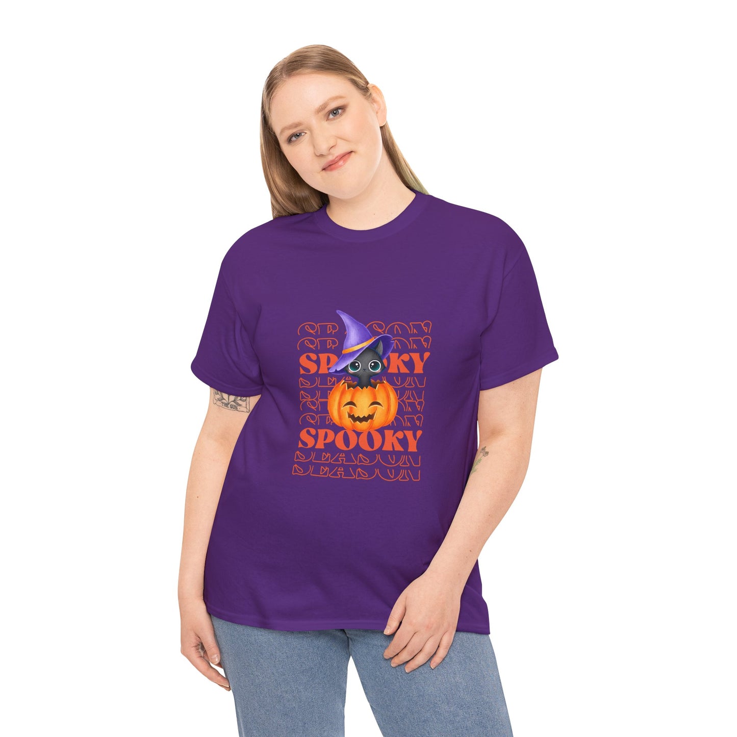 Halloween Spooky Unisex Heavy Cotton Tee, Fun Graphic Tee, Pumpkin Shirt, Casual Fall Wear, Halloween Costume, Unisex Tee
