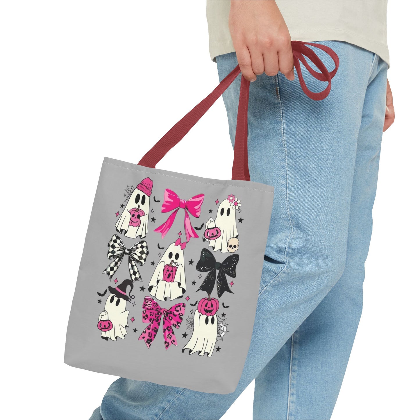 Halloween Tote Bag, Fun Trick-or-Treat Bag, Ghost and bows