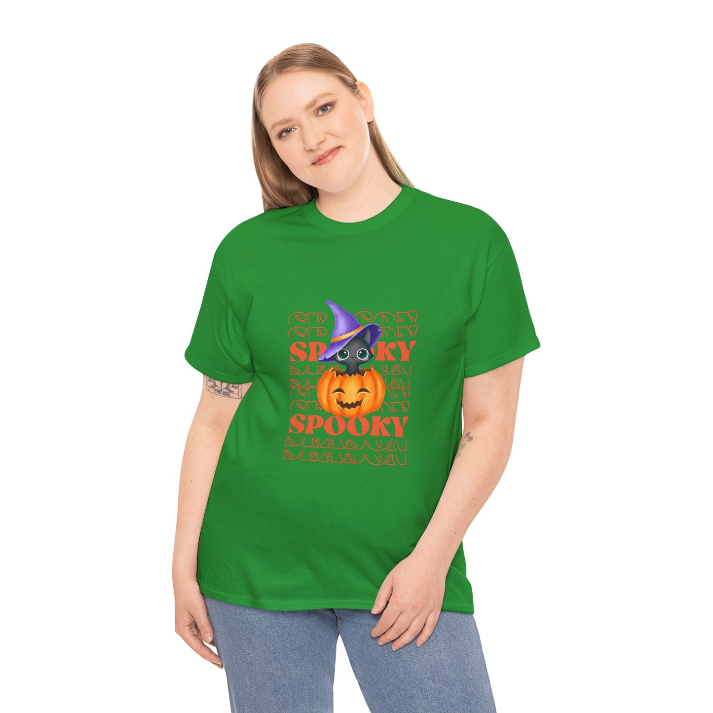 Halloween Spooky Unisex Heavy Cotton Tee, Fun Graphic Tee, Pumpkin Shirt, Casual Fall Wear, Halloween Costume, Unisex Tee