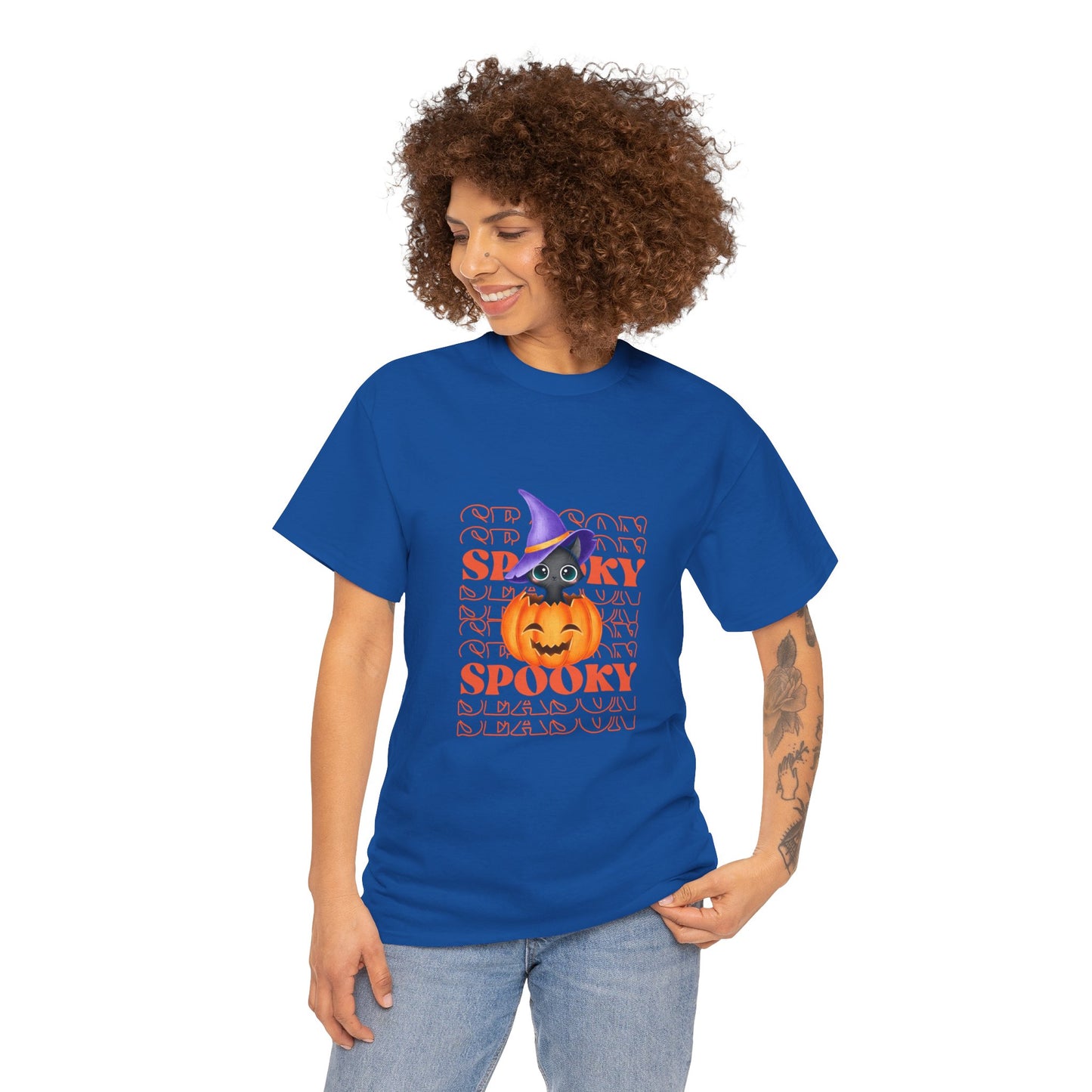 Halloween Spooky Unisex Heavy Cotton Tee, Fun Graphic Tee, Pumpkin Shirt, Casual Fall Wear, Halloween Costume, Unisex Tee