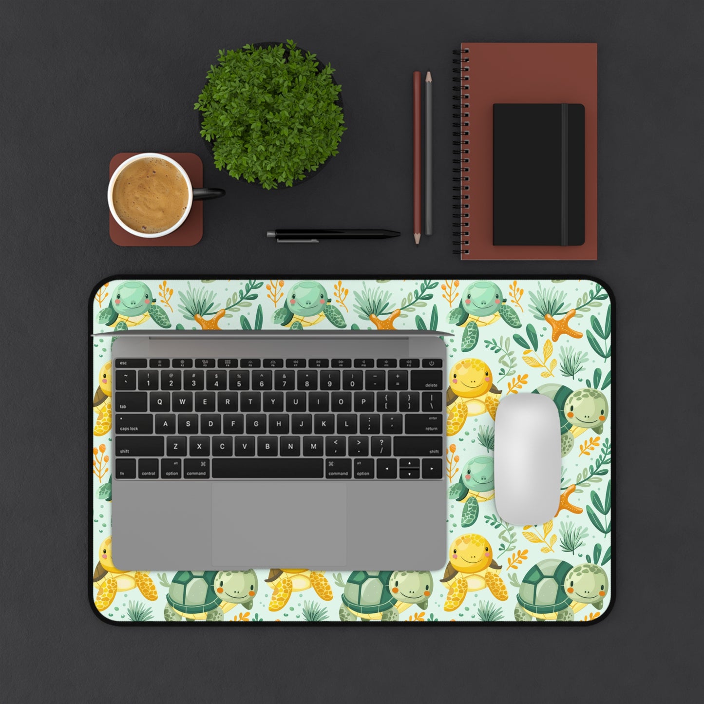Desk Mat | Ocean Friends Cute Turtle and Sea Life