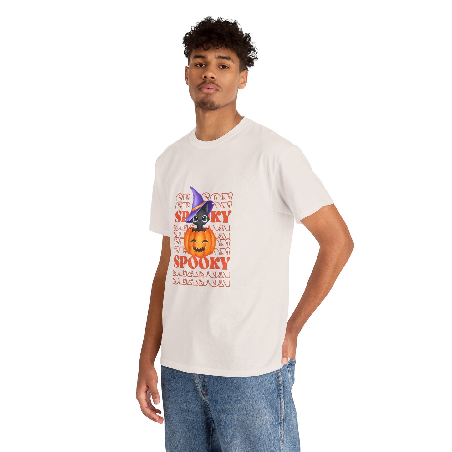 Halloween Spooky Unisex Heavy Cotton Tee, Fun Graphic Tee, Pumpkin Shirt, Casual Fall Wear, Halloween Costume, Unisex Tee