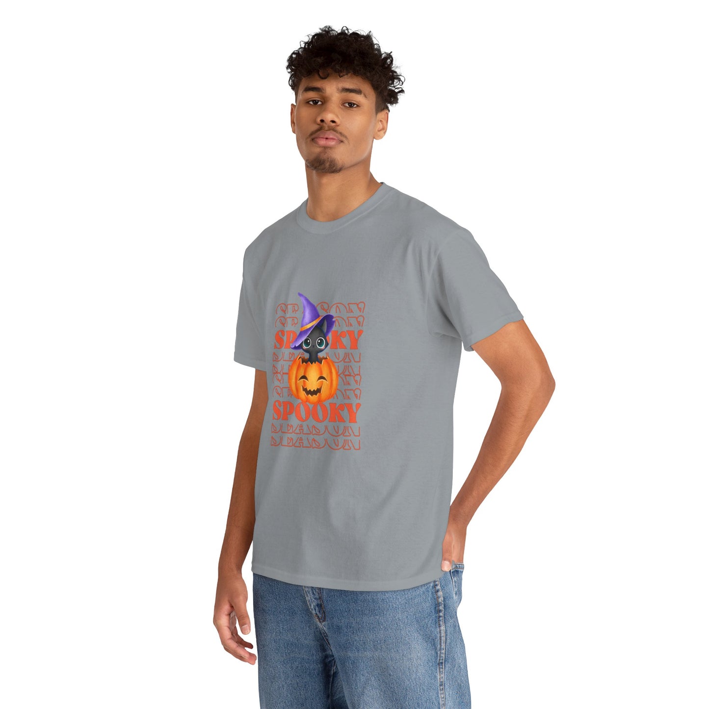 Halloween Spooky Unisex Heavy Cotton Tee, Fun Graphic Tee, Pumpkin Shirt, Casual Fall Wear, Halloween Costume, Unisex Tee