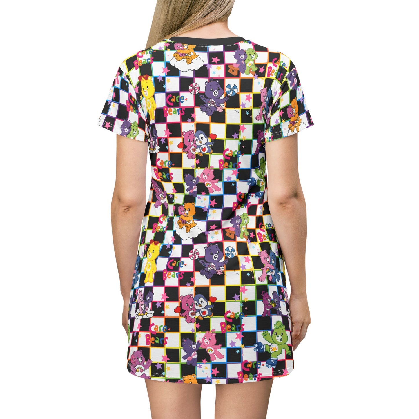 Colorful Bear Print T-Shirt Dress, Cute Casual Dress