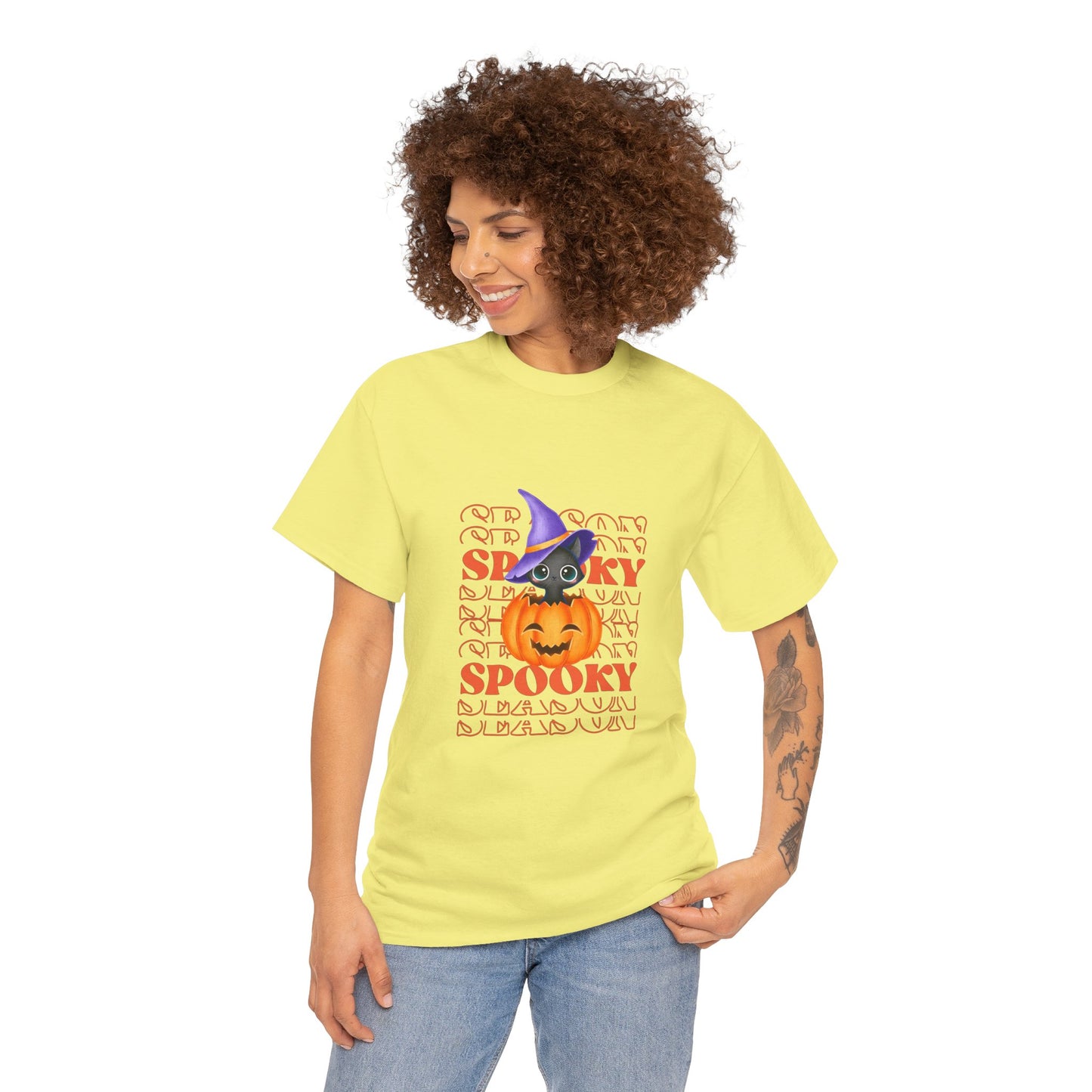 Halloween Spooky Unisex Heavy Cotton Tee, Fun Graphic Tee, Pumpkin Shirt, Casual Fall Wear, Halloween Costume, Unisex Tee