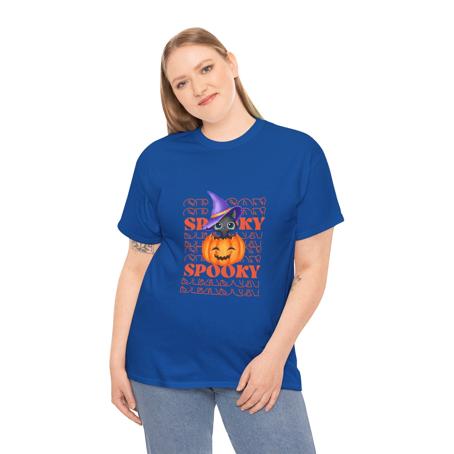 Halloween Spooky Unisex Heavy Cotton Tee, Fun Graphic Tee, Pumpkin Shirt, Casual Fall Wear, Halloween Costume, Unisex Tee