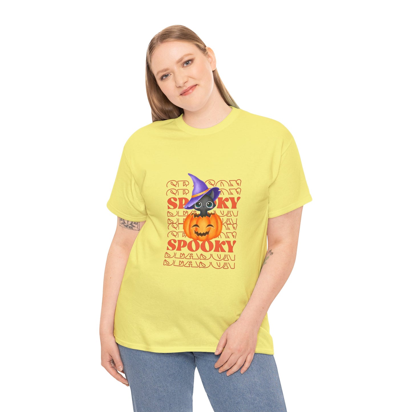 Halloween Spooky Unisex Heavy Cotton Tee, Fun Graphic Tee, Pumpkin Shirt, Casual Fall Wear, Halloween Costume, Unisex Tee