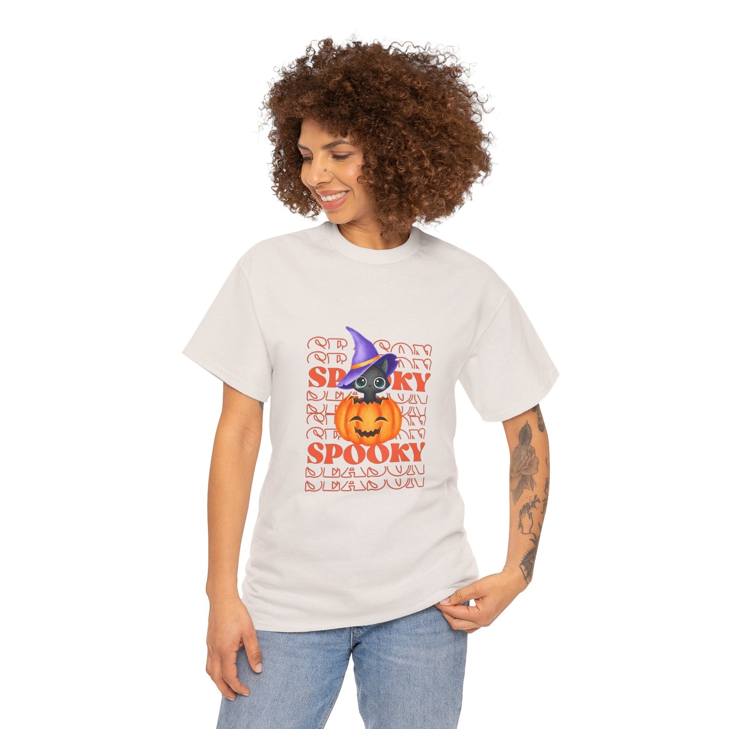 Halloween Spooky Unisex Heavy Cotton Tee, Fun Graphic Tee, Pumpkin Shirt, Casual Fall Wear, Halloween Costume, Unisex Tee