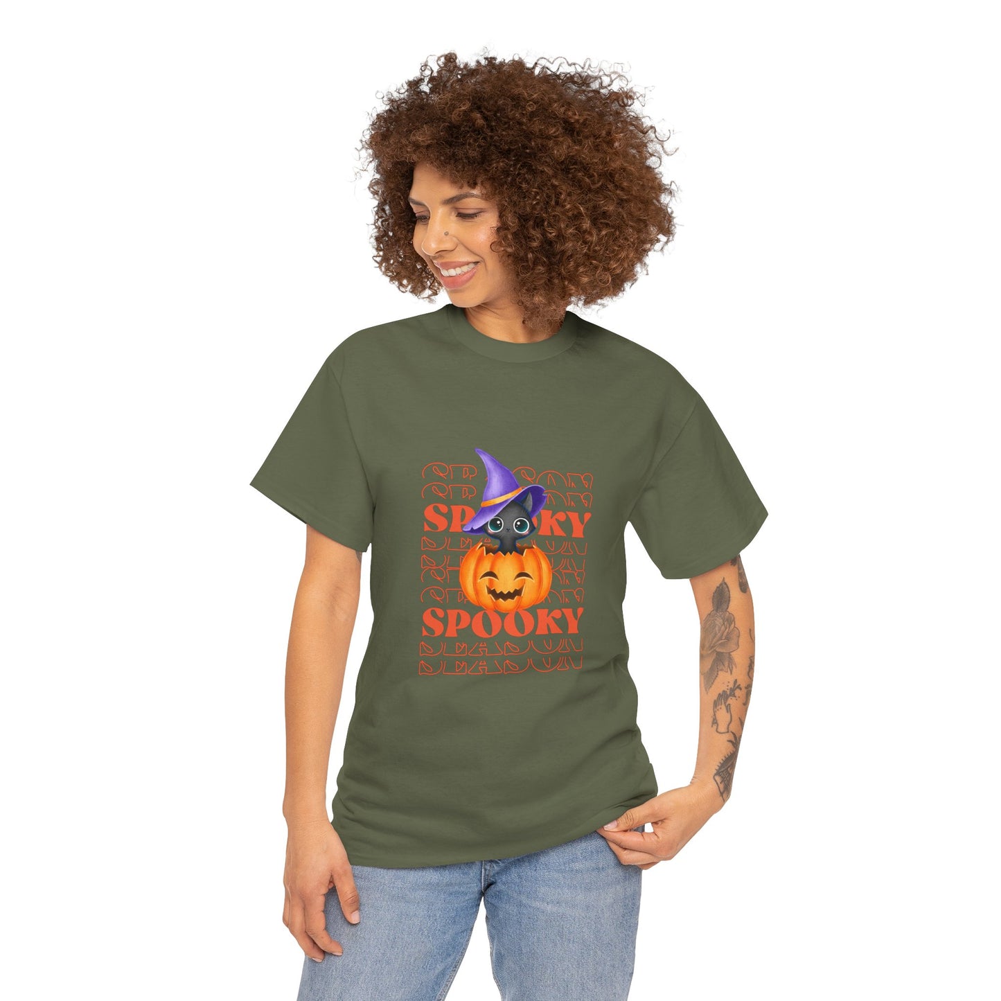 Halloween Spooky Unisex Heavy Cotton Tee, Fun Graphic Tee, Pumpkin Shirt, Casual Fall Wear, Halloween Costume, Unisex Tee
