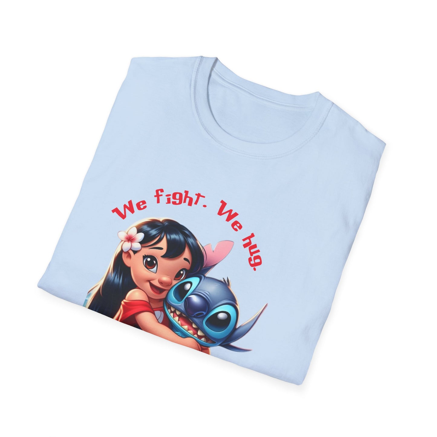 Unisex Tee - Lilo & Stitch 'We Fight, We Hug, We Snack, We're family'