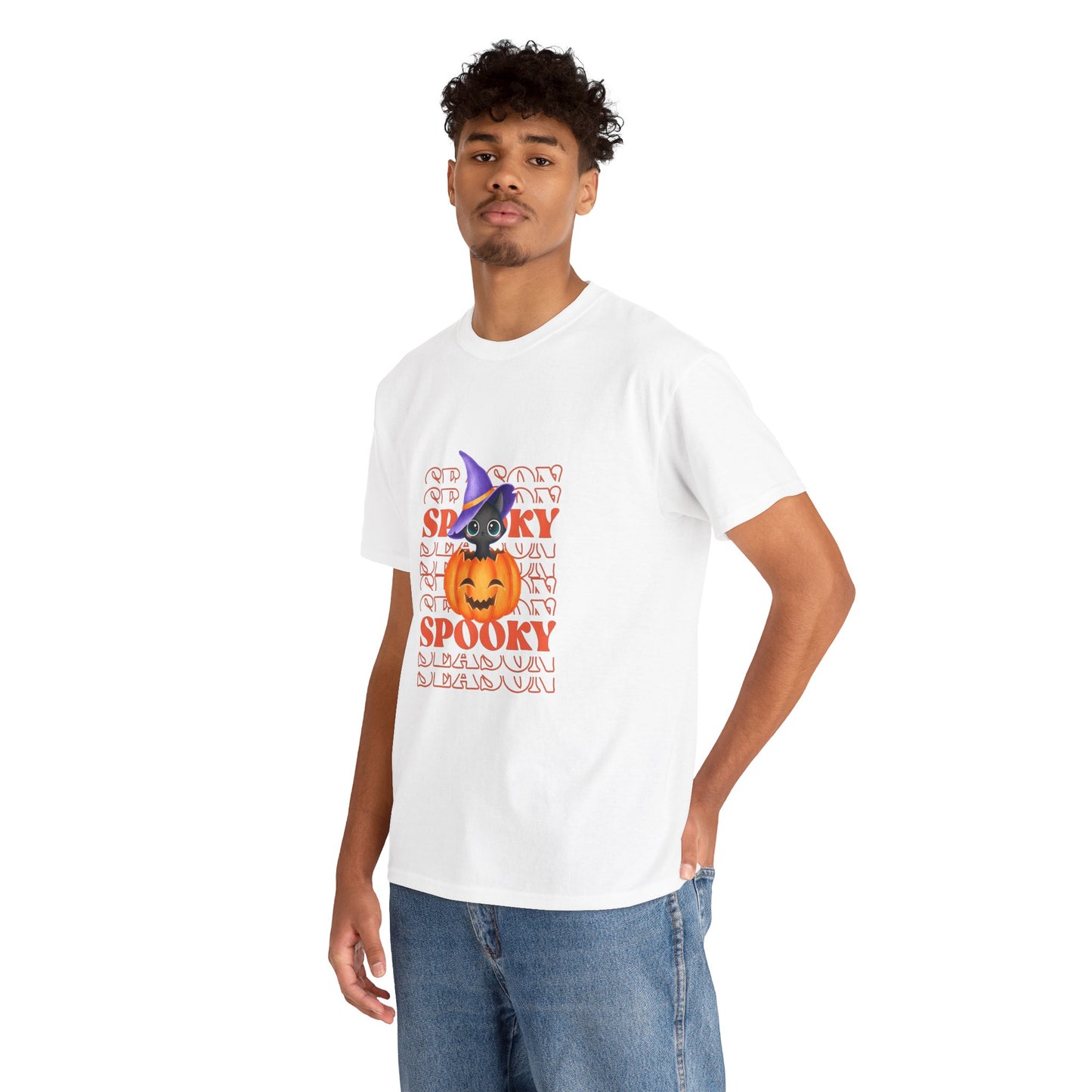 Halloween Spooky Unisex Heavy Cotton Tee, Fun Graphic Tee, Pumpkin Shirt, Casual Fall Wear, Halloween Costume, Unisex Tee