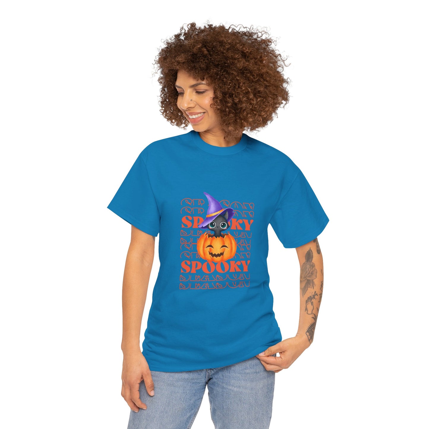 Halloween Spooky Unisex Heavy Cotton Tee, Fun Graphic Tee, Pumpkin Shirt, Casual Fall Wear, Halloween Costume, Unisex Tee