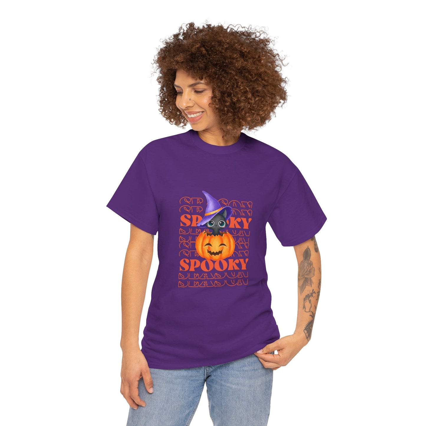 Halloween Spooky Unisex Heavy Cotton Tee, Fun Graphic Tee, Pumpkin Shirt, Casual Fall Wear, Halloween Costume, Unisex Tee