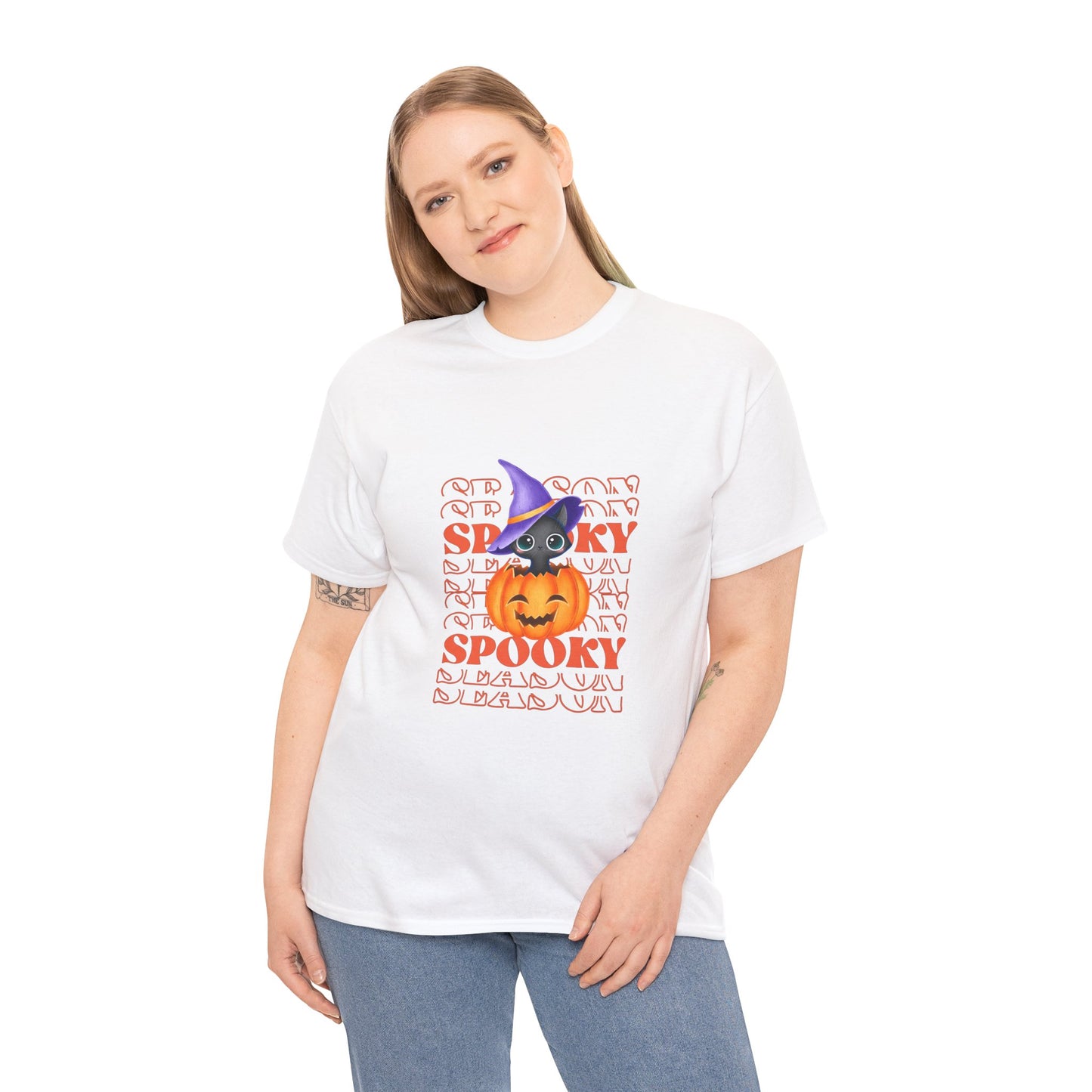 Halloween Spooky Unisex Heavy Cotton Tee, Fun Graphic Tee, Pumpkin Shirt, Casual Fall Wear, Halloween Costume, Unisex Tee