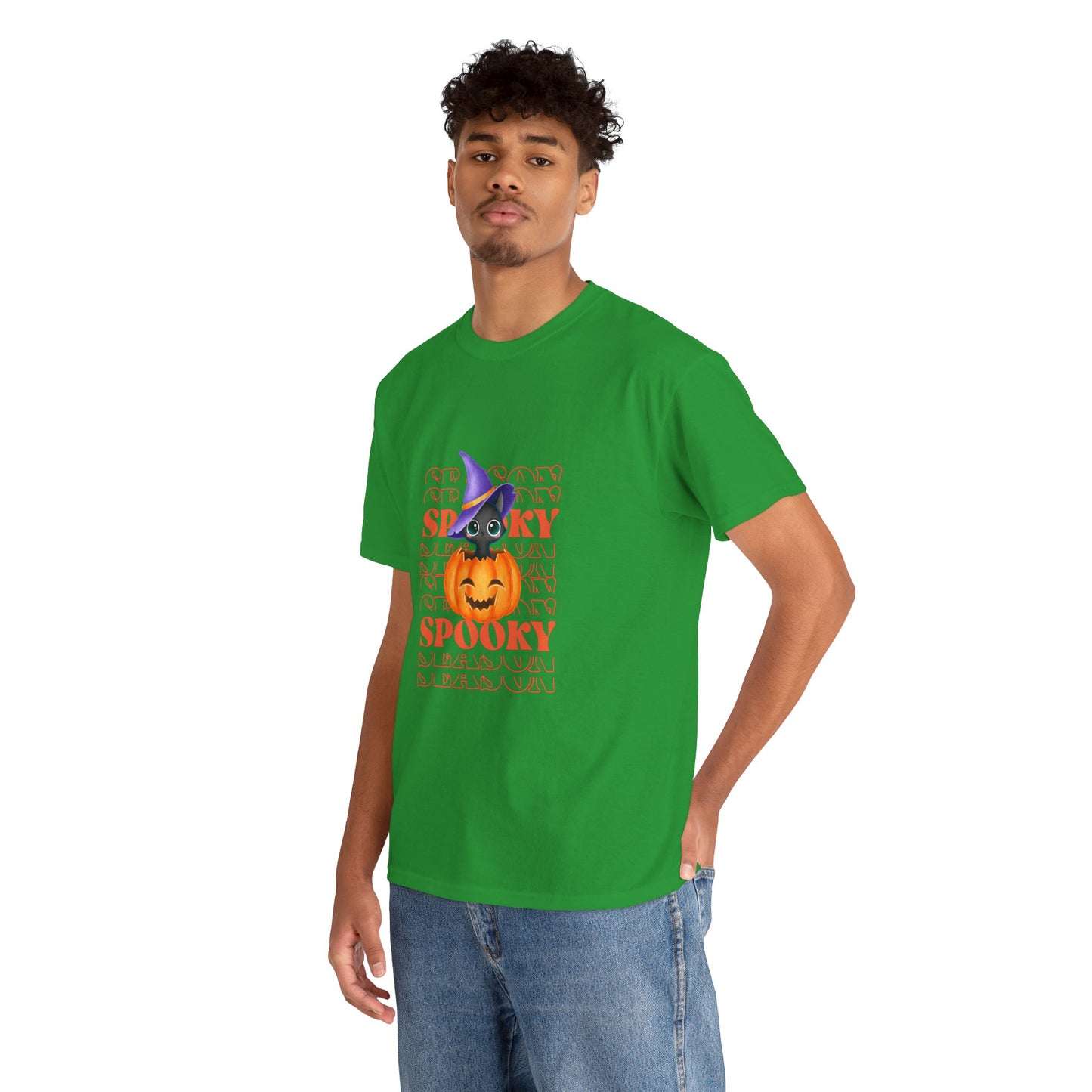 Halloween Spooky Unisex Heavy Cotton Tee, Fun Graphic Tee, Pumpkin Shirt, Casual Fall Wear, Halloween Costume, Unisex Tee