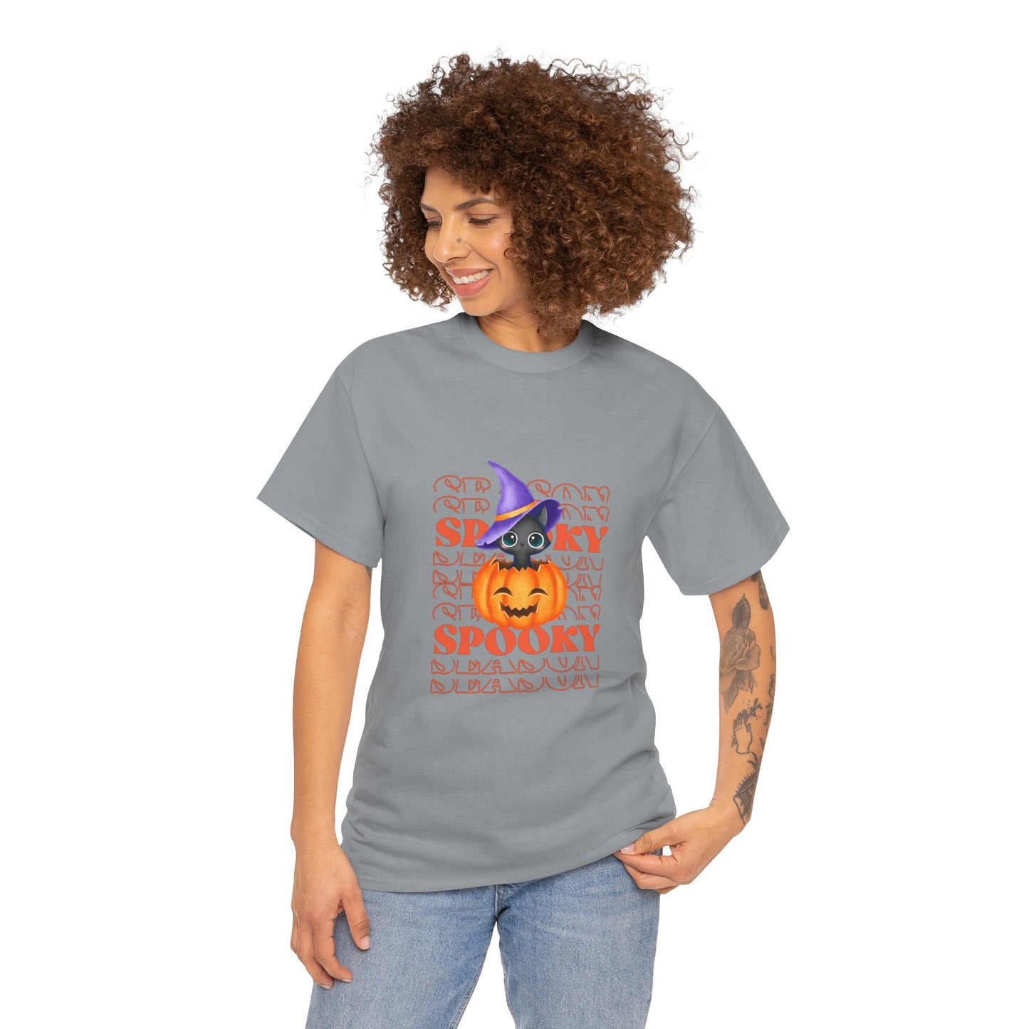 Halloween Spooky Unisex Heavy Cotton Tee, Fun Graphic Tee, Pumpkin Shirt, Casual Fall Wear, Halloween Costume, Unisex Tee