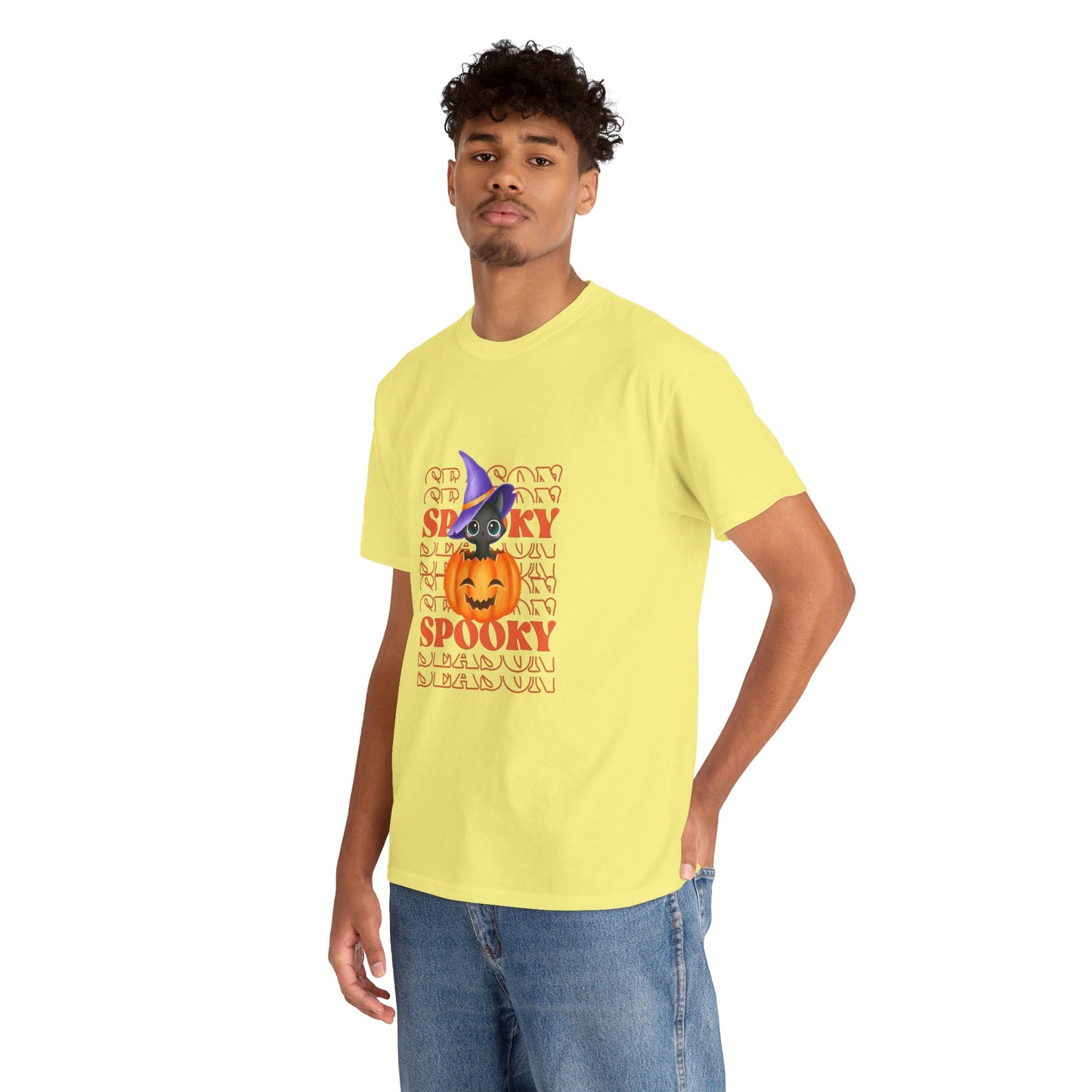 Halloween Spooky Unisex Heavy Cotton Tee, Fun Graphic Tee, Pumpkin Shirt, Casual Fall Wear, Halloween Costume, Unisex Tee