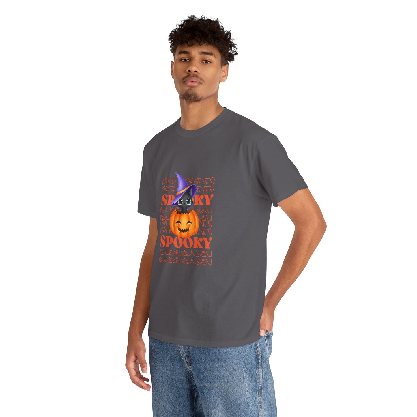 Halloween Spooky Unisex Heavy Cotton Tee, Fun Graphic Tee, Pumpkin Shirt, Casual Fall Wear, Halloween Costume, Unisex Tee