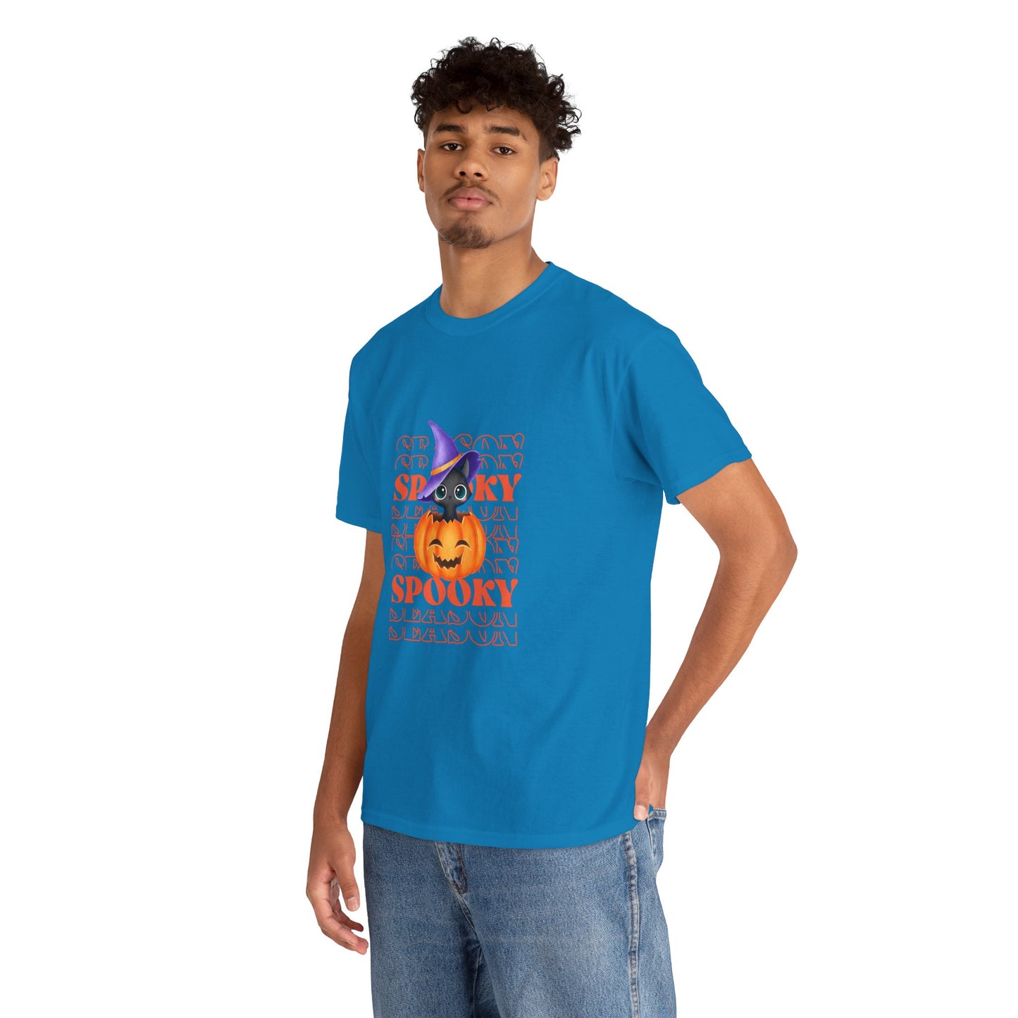Halloween Spooky Unisex Heavy Cotton Tee, Fun Graphic Tee, Pumpkin Shirt, Casual Fall Wear, Halloween Costume, Unisex Tee