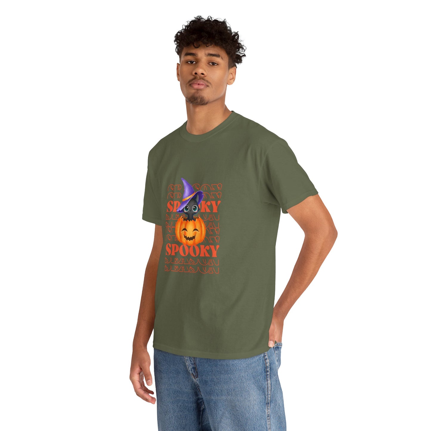 Halloween Spooky Unisex Heavy Cotton Tee, Fun Graphic Tee, Pumpkin Shirt, Casual Fall Wear, Halloween Costume, Unisex Tee