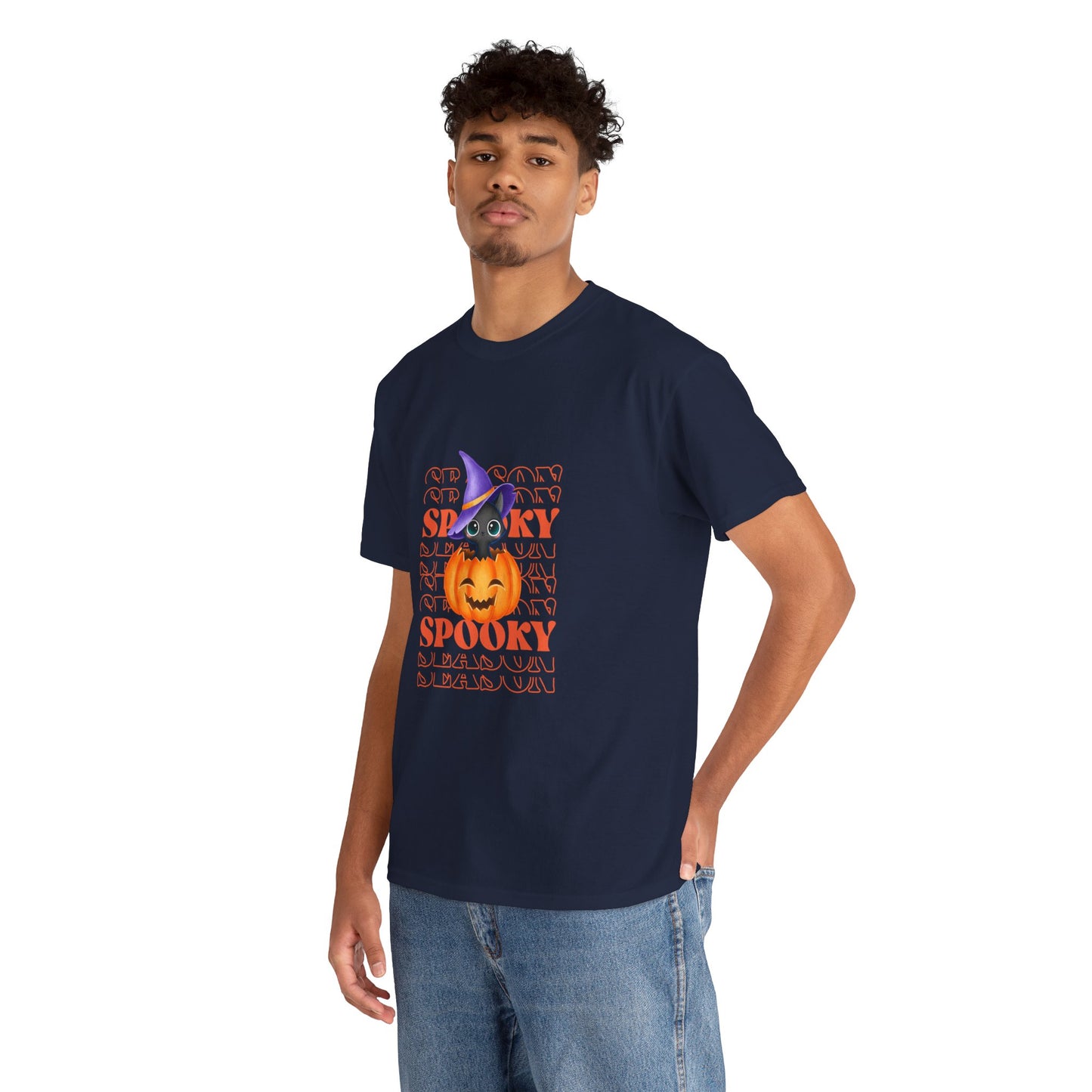 Halloween Spooky Unisex Heavy Cotton Tee, Fun Graphic Tee, Pumpkin Shirt, Casual Fall Wear, Halloween Costume, Unisex Tee