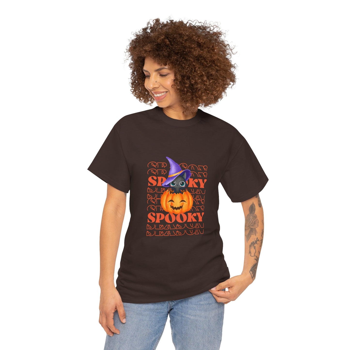 Halloween Spooky Unisex Heavy Cotton Tee, Fun Graphic Tee, Pumpkin Shirt, Casual Fall Wear, Halloween Costume, Unisex Tee