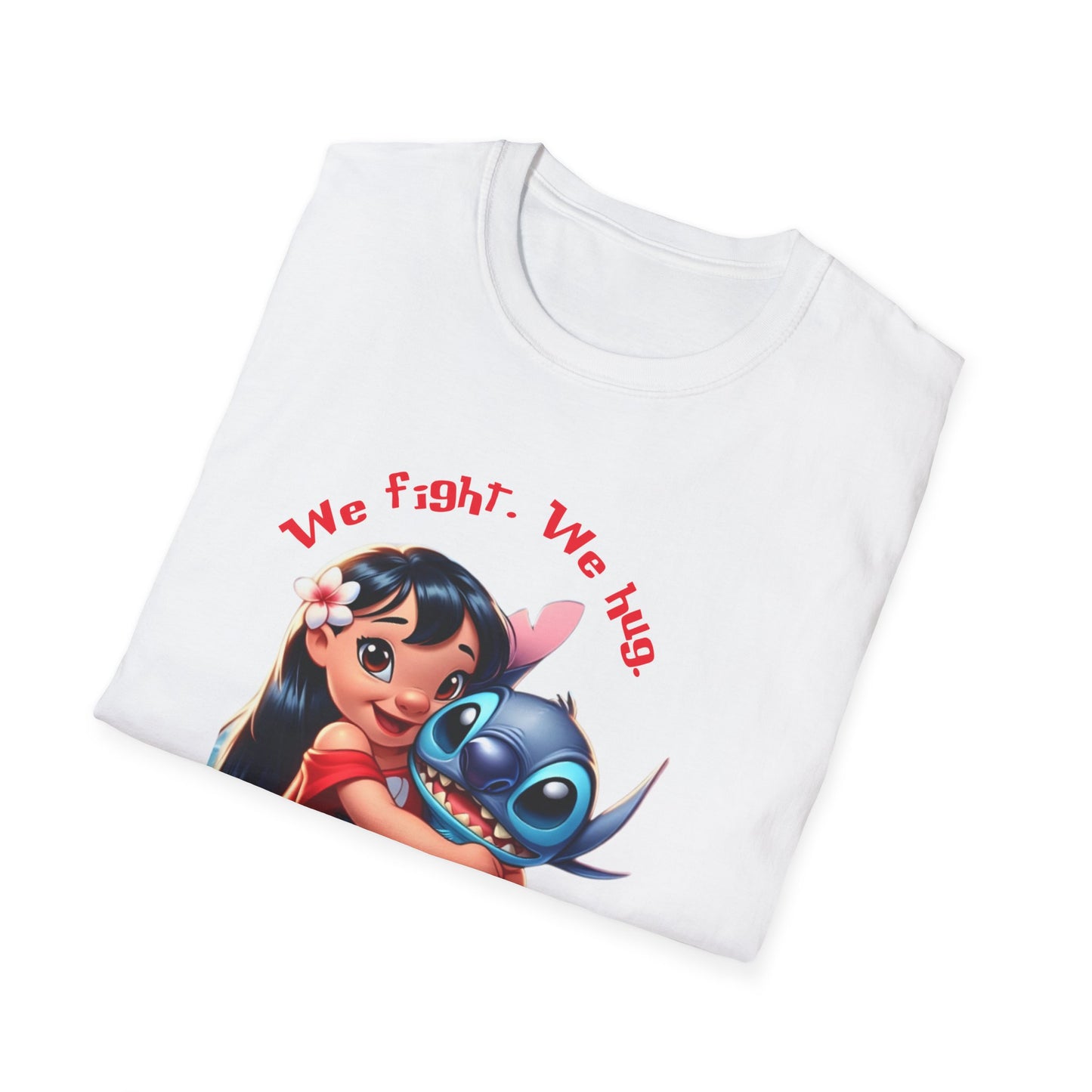 Unisex Tee - Lilo & Stitch 'We Fight, We Hug, We Snack, We're family'