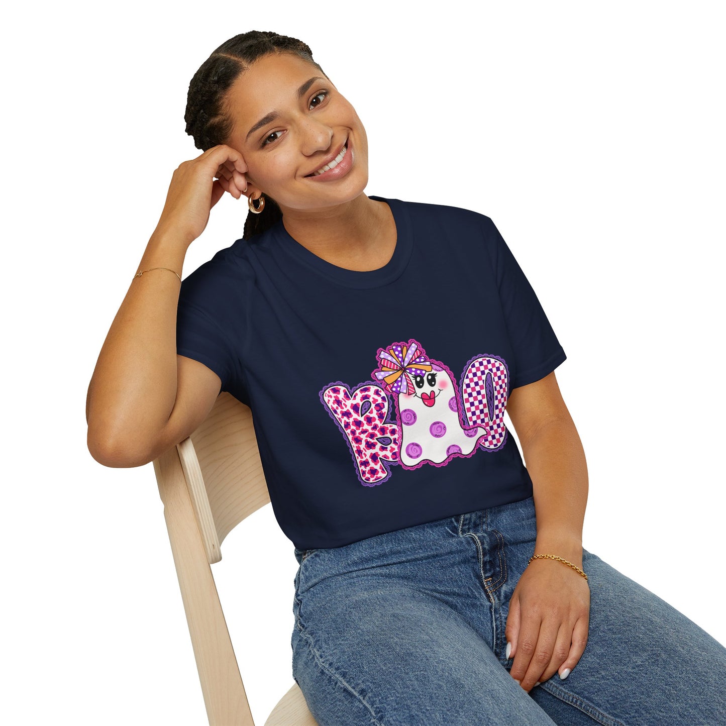 Ghostly Celebration T-Shirt BOO Unisex Softstyle