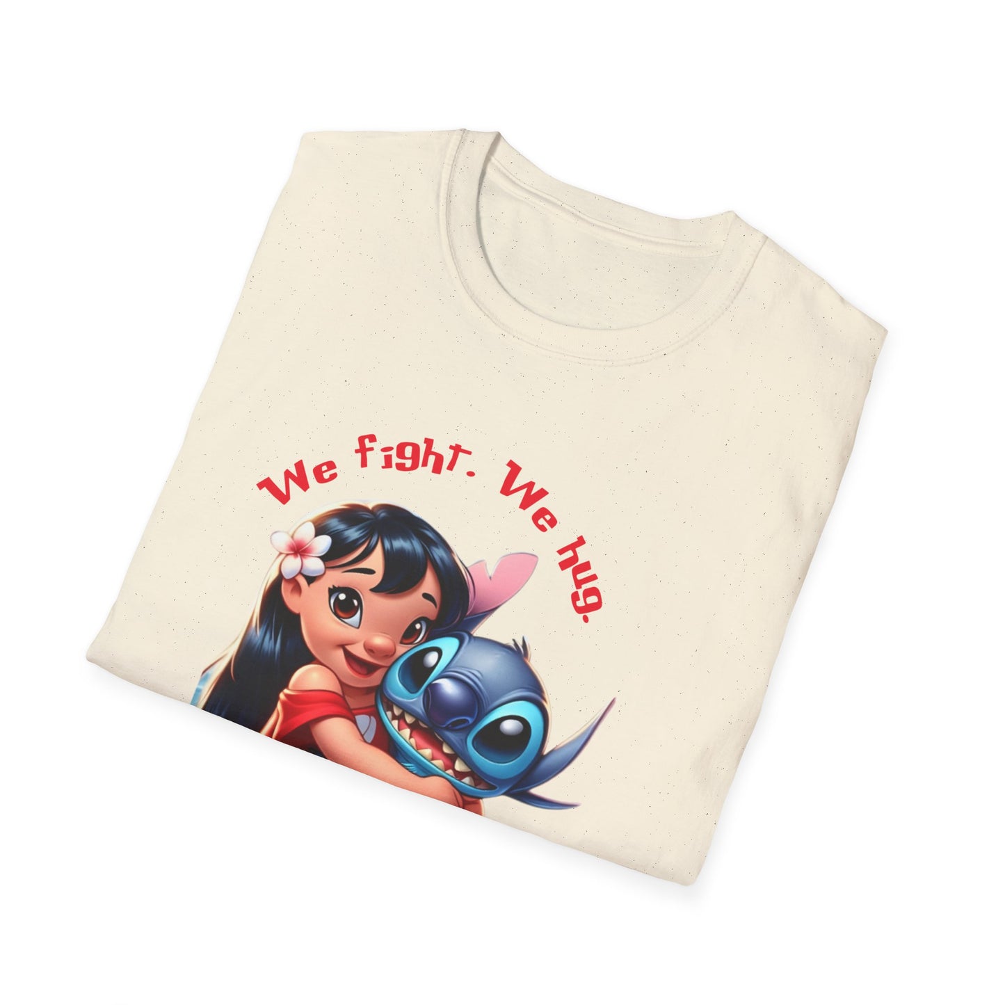 Unisex Tee - Lilo & Stitch 'We Fight, We Hug, We Snack, We're family'