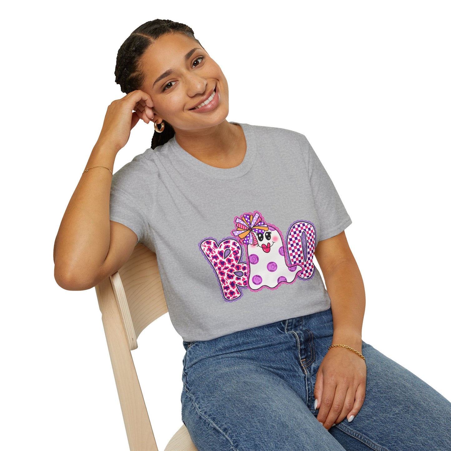 Ghostly Celebration T-Shirt BOO Unisex Softstyle