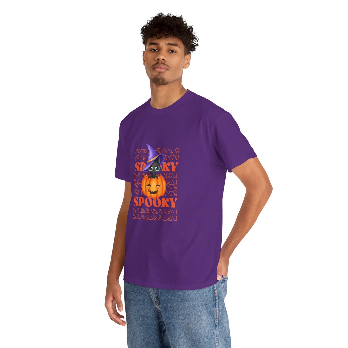 Halloween Spooky Unisex Heavy Cotton Tee, Fun Graphic Tee, Pumpkin Shirt, Casual Fall Wear, Halloween Costume, Unisex Tee