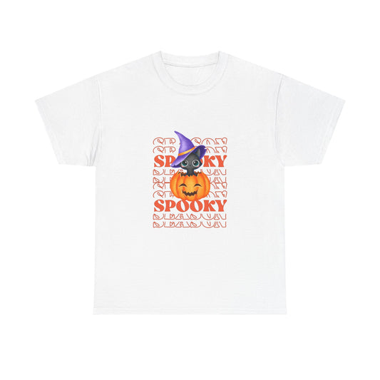 Halloween Spooky Unisex Heavy Cotton Tee, Fun Graphic Tee, Pumpkin Shirt, Casual Fall Wear, Halloween Costume, Unisex Tee